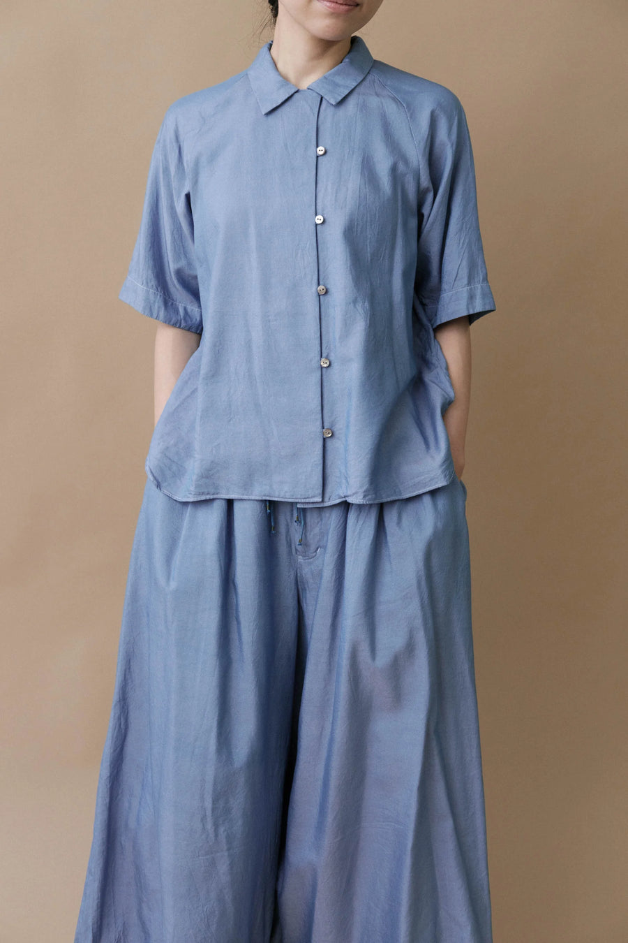 incense 本藍染オープンカラーシャツ(藍)